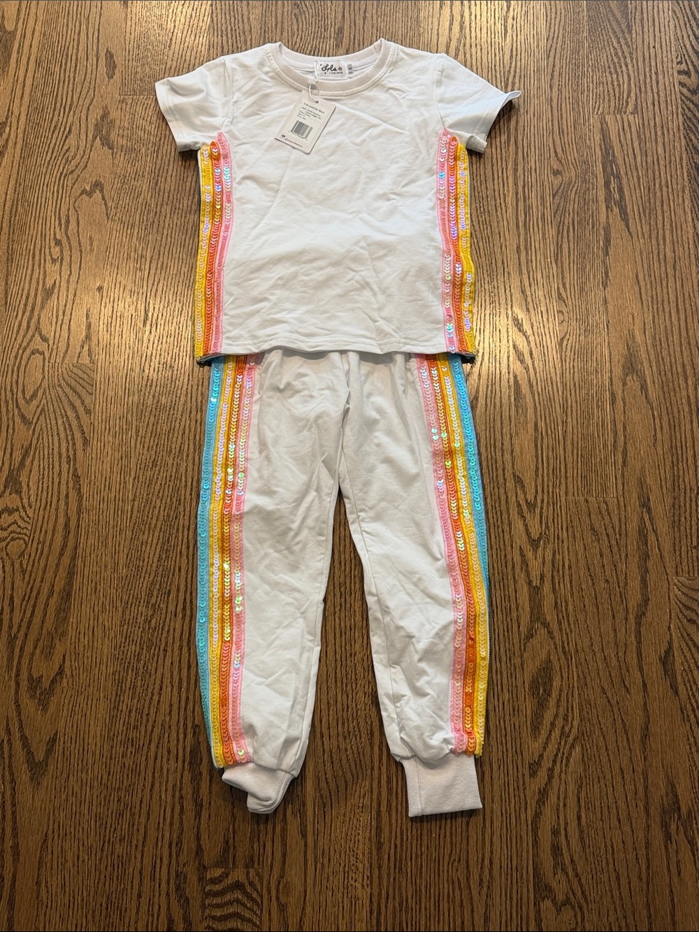 Lola & the boys Kids Rainbow Sequin matching set